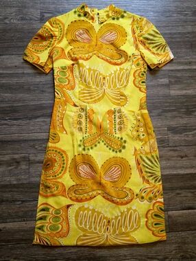 60's Yellow Butterfly Print Tunic/Dress